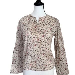Polo Jeans Co. Ralph Lauren Cream Leaves Boho Peasant Top Blouse Women XS Fall
